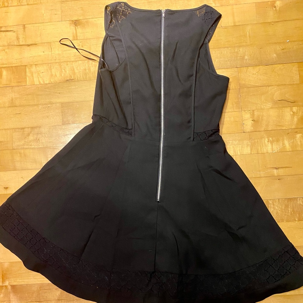 Little Black Dress M Lace Cut Out Tank Midi Moto Zipper Back LBD Mini Party S M - Picture 2 of 11